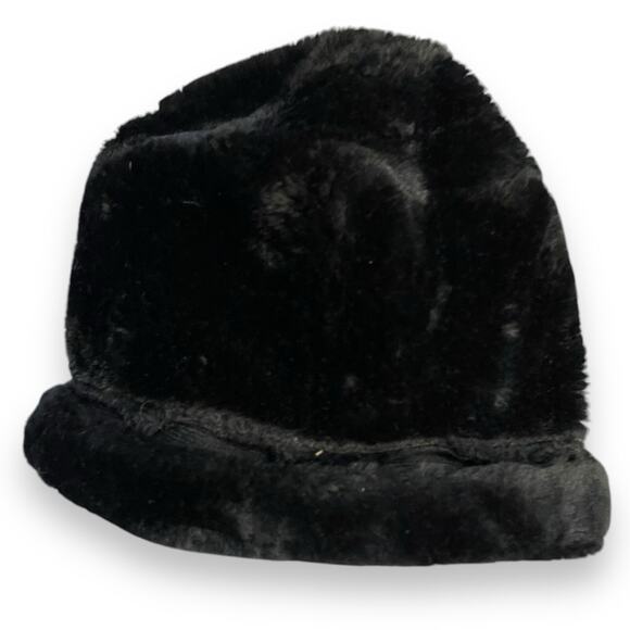 Slouchy Beanie Bucket Faux Fur Hat Unisex Black Casual Retro Academia Winter OS - Picture 3 of 8